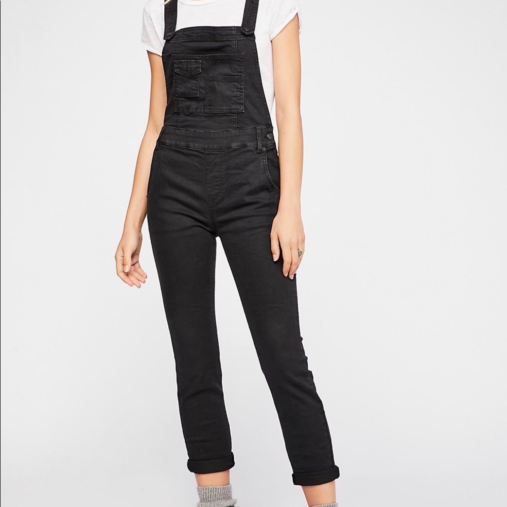 Free People Washed Denim Overalls